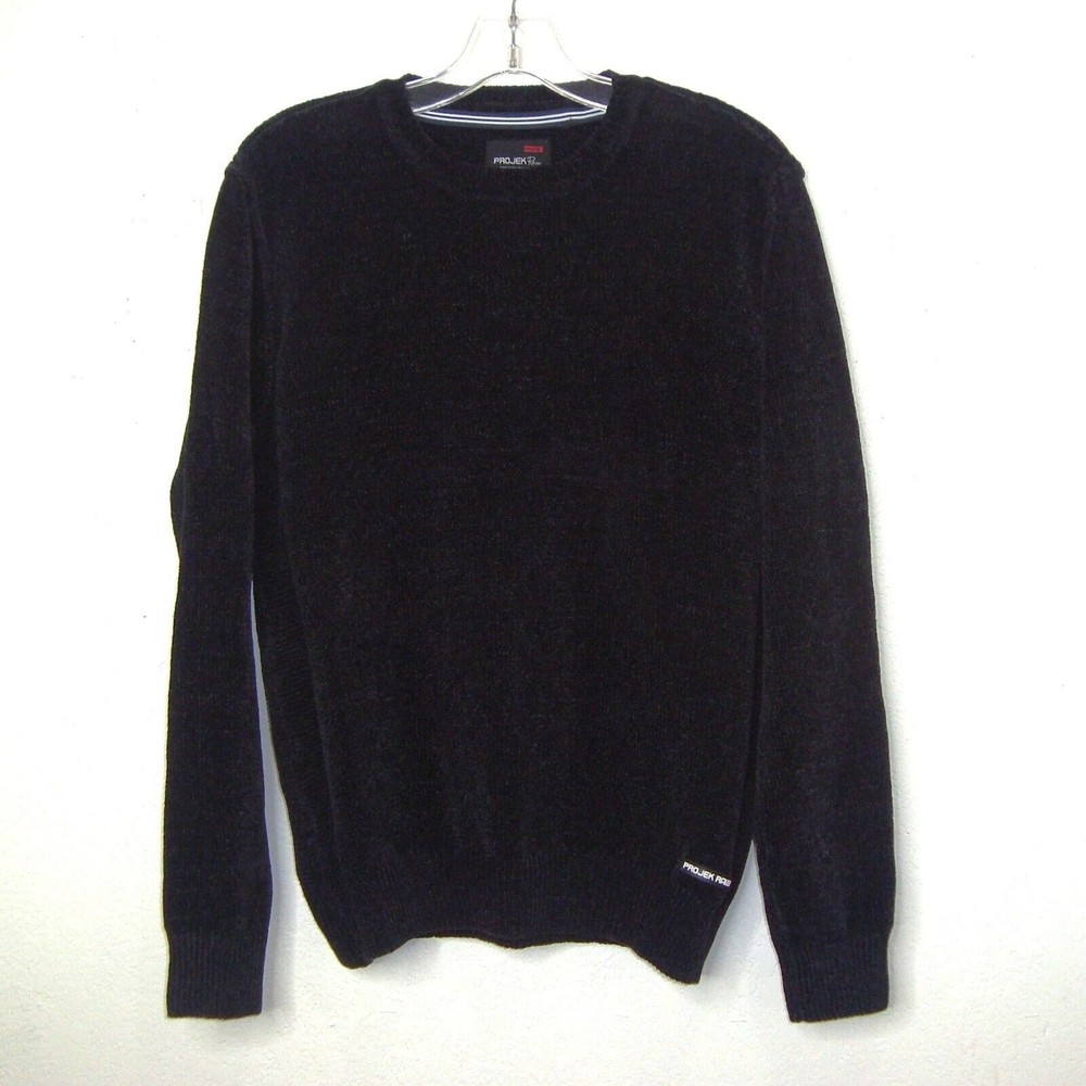 PROJEK Raw Black Chenille Exposed Seams Crew Neck Sweater Size M